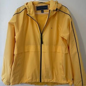 Tommy Hilfiger Yellow Hooded Sailing Windbreaker Jacket Size Medium